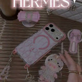 Blush Crystal Bow Chain iPhone Case