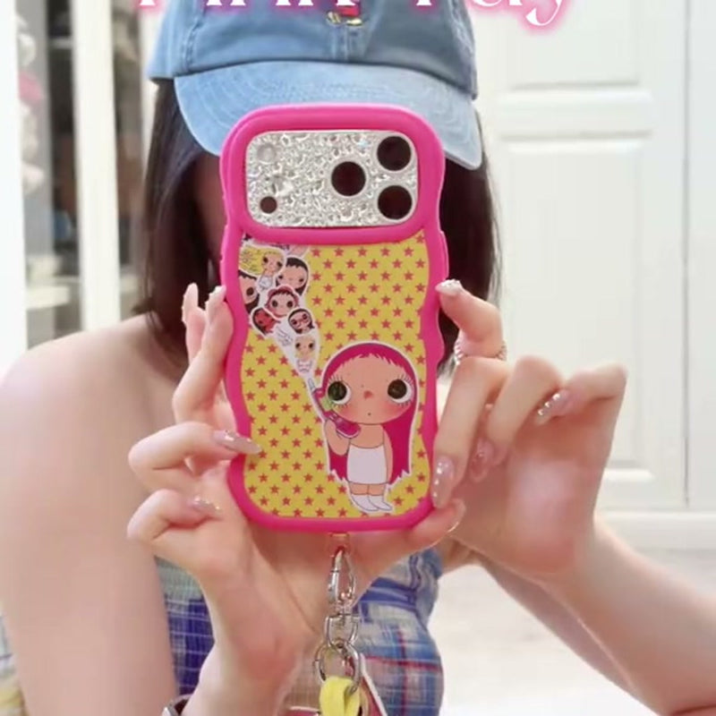 Hot Pink Crystal Doll Charm iPhone Case