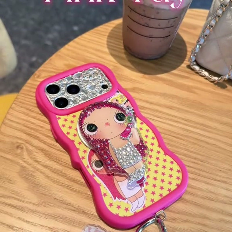 Hot Pink Crystal Doll Charm iPhone Case