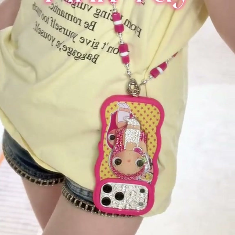 Hot Pink Crystal Doll Charm iPhone Case