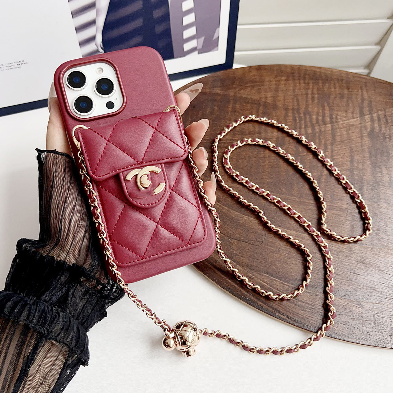 Crossbody Metal Buckle Leather iPhone Case