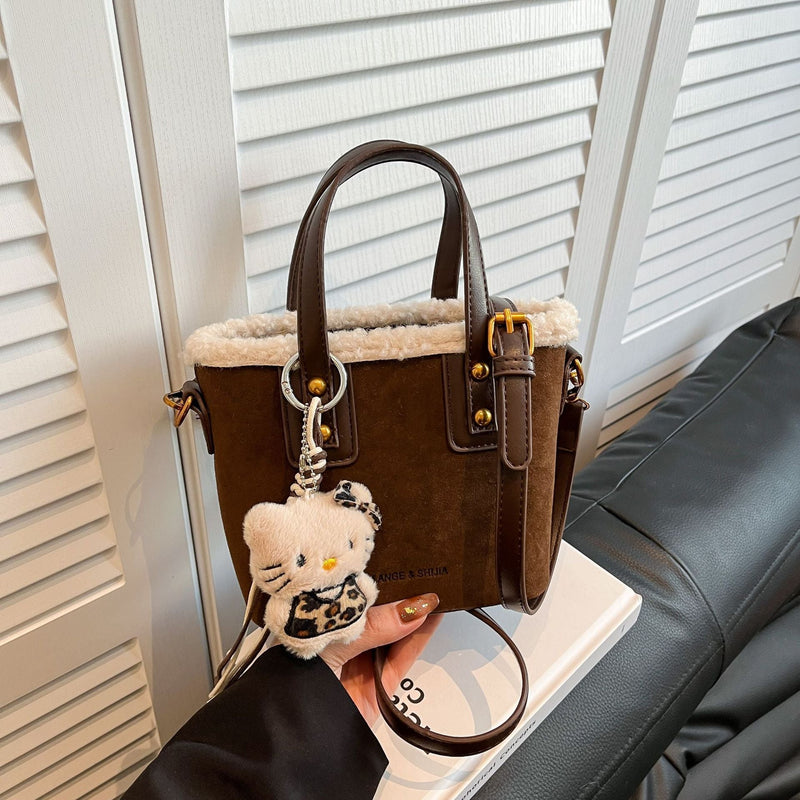 Fashionable Plaid Bucket Bag Large Capacity Messenger Bag