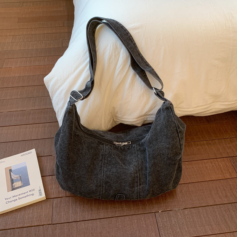 Retro Denim Dumpling Bag Large Capacity Shoulder Bag