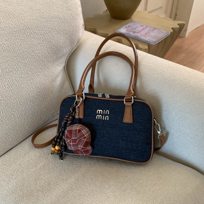 Miu Large-Capacity Square Denim Shoulder Bag