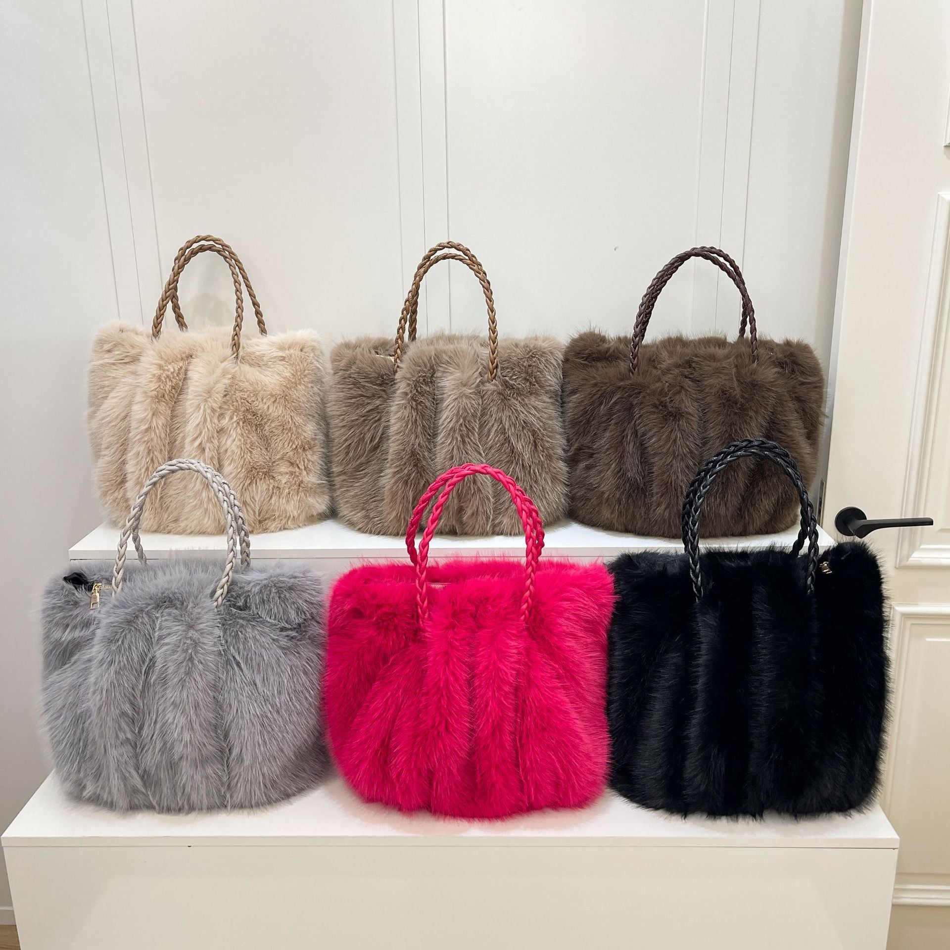 Fashion Plush Cloud Bag Large Capacity Fluffy Tote Casual Shoulder Bag