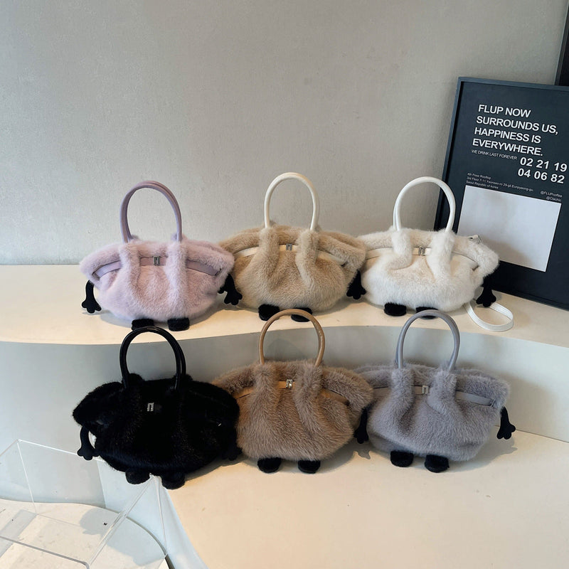 Demellier Pleated Plush Shoulder Bag - Cute Trendy Bucket Style