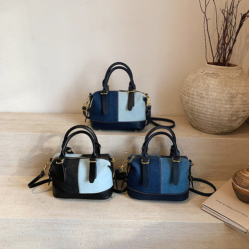 Contrasting Color Shell Bag Splicing Messenger Handbag