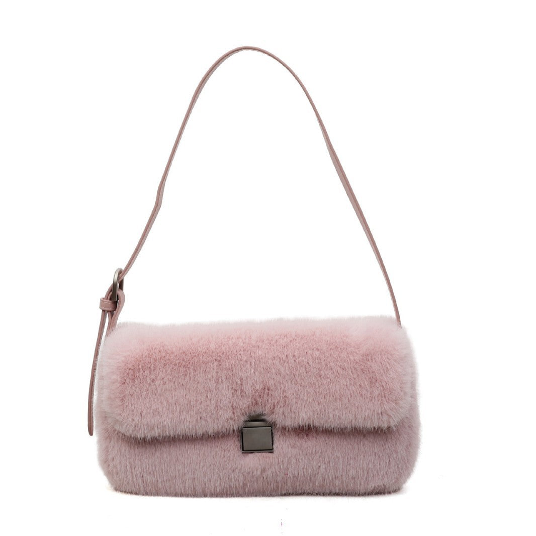 Autumn Fashionable Chain Plush Bag Large Capacity Casual Handbag