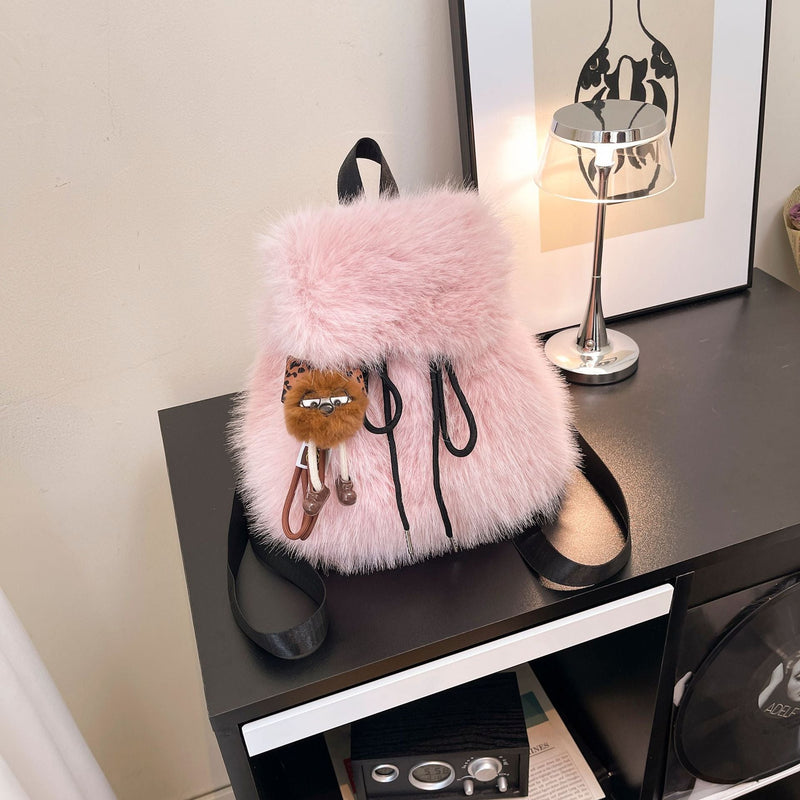 Fashionable Fluff Student Schoolbag Backpack