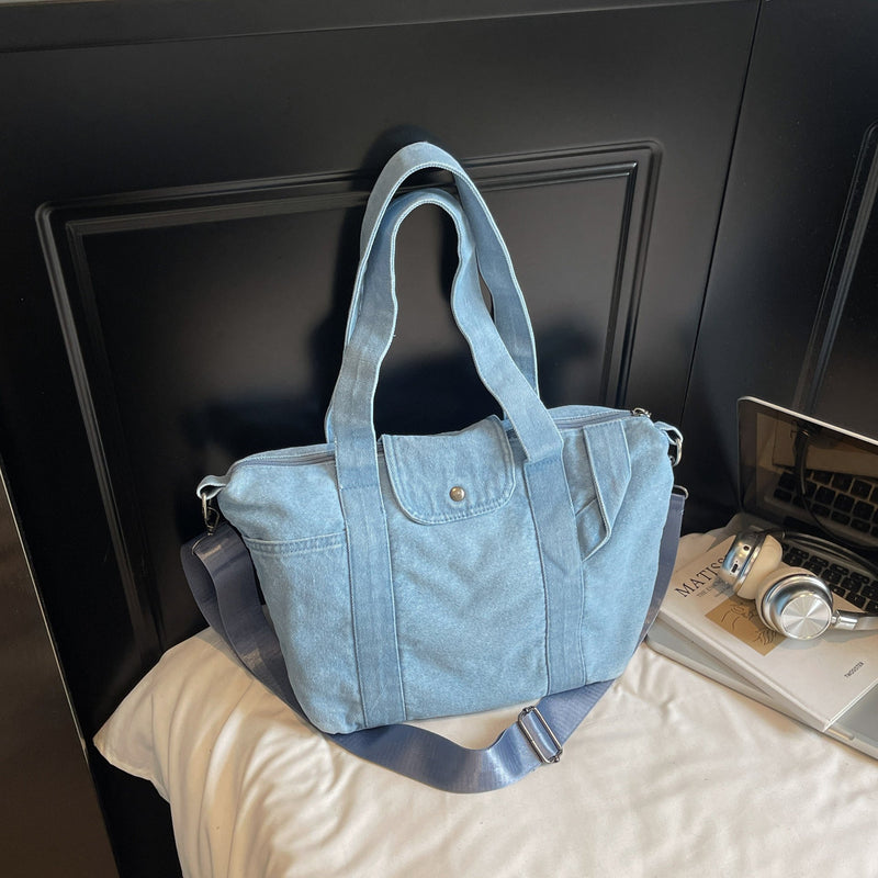 Trendy Large Capacity Denim Dragon Tote Bag for Women