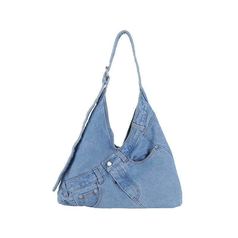Large Capacity Denim Messenger Bag for Students & Travel