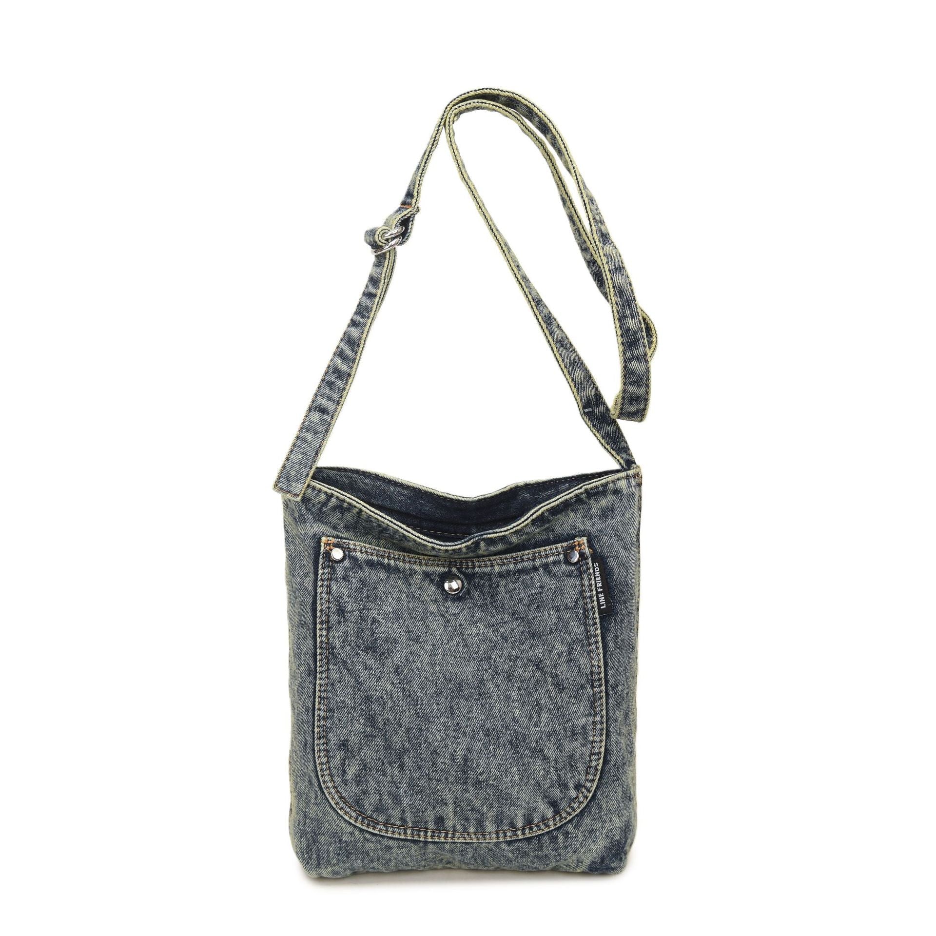 Large Capacity Retro Denim Messenger Bag for Commuting