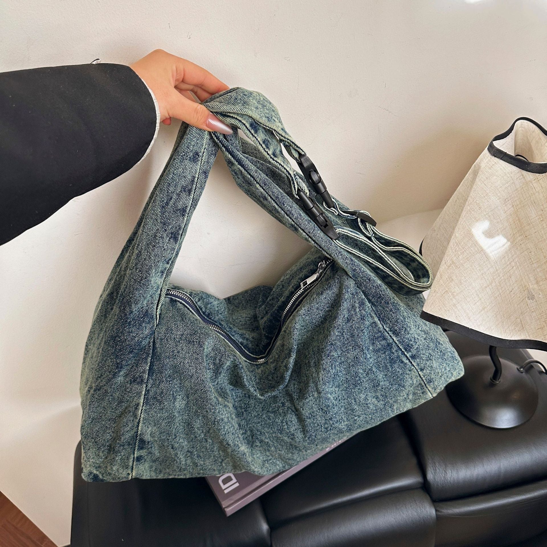 Large Capacity Denim Dumpling Bag Spice Girl Shoulder Bag