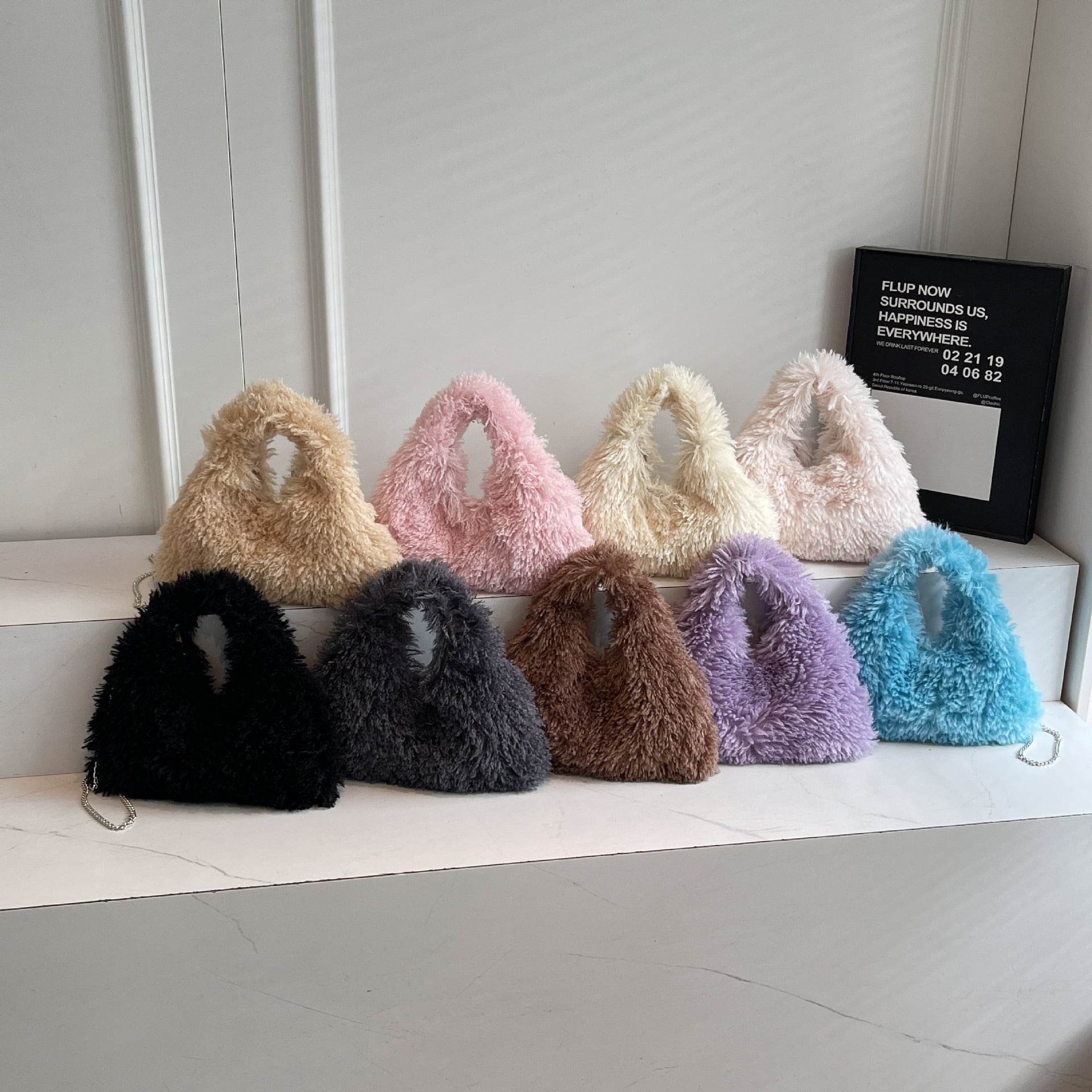 Candy Color Cute Fashionable Plush Handbag Chain Dumpling Bag
