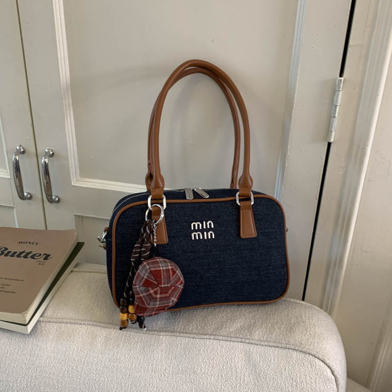 Miu Large-Capacity Square Denim Shoulder Bag