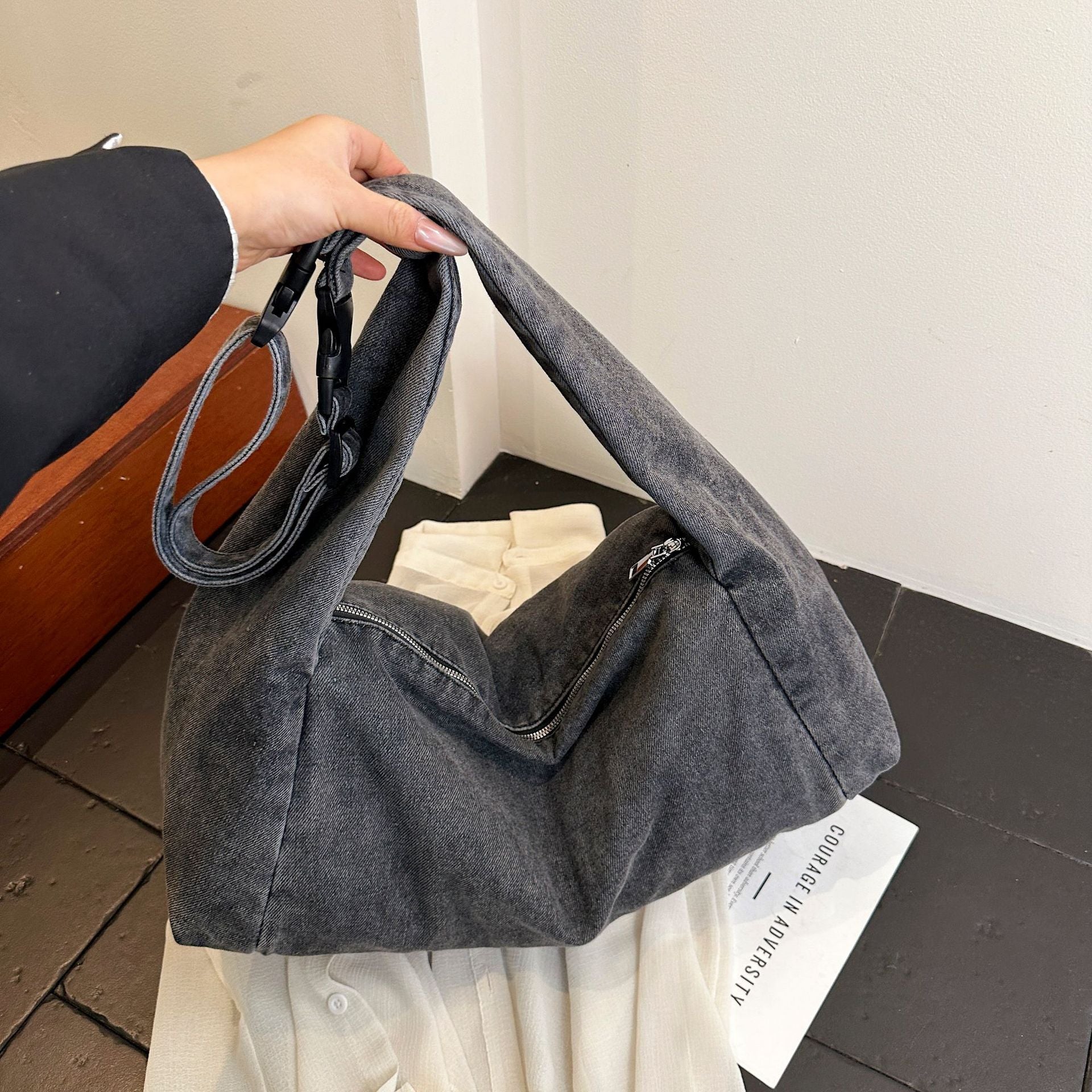 Large Capacity Denim Dumpling Bag Spice Girl Shoulder Bag