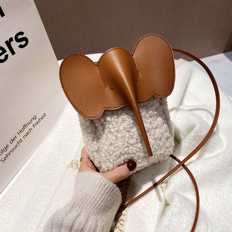 Lamb Wool Splicing Small Square Bag Fashion Messenger Bag