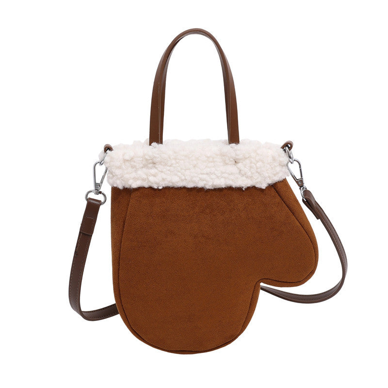 Frosted Retro Shoulder Bag Contrast Color Plush Messenger