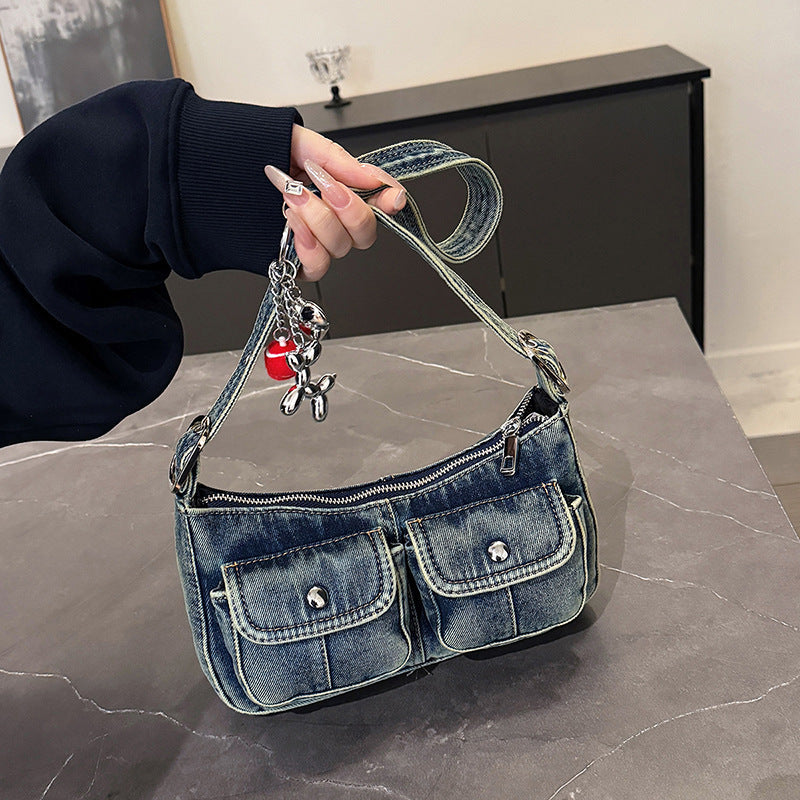 Babes Denim Shoulder Bag Commuter Messenger Bag