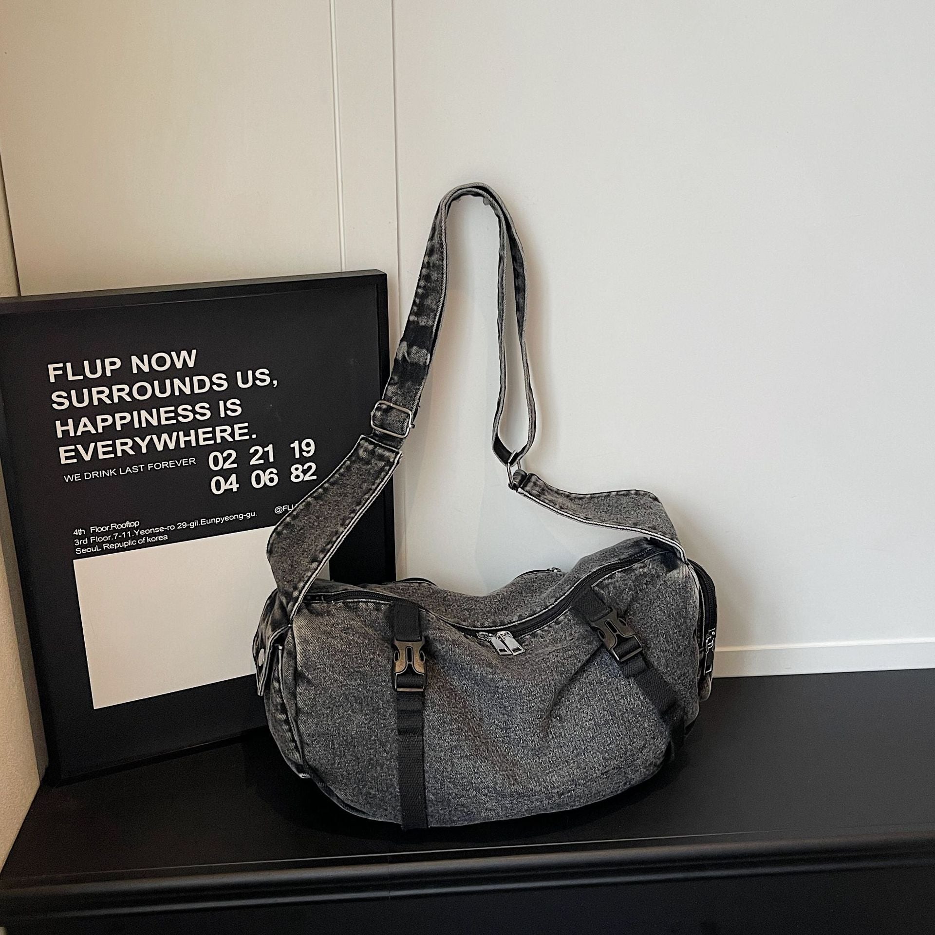 Trend Street Denim Commuter Bag Large Capacity Outdoor Travel Fitness