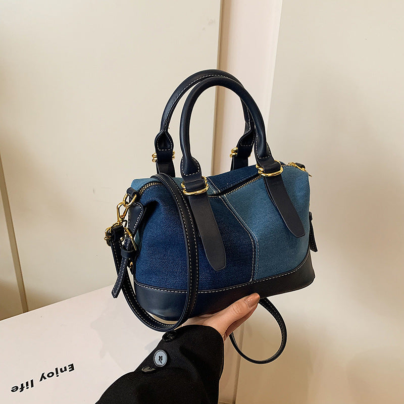 Contrasting Color Shell Bag Splicing Messenger Handbag