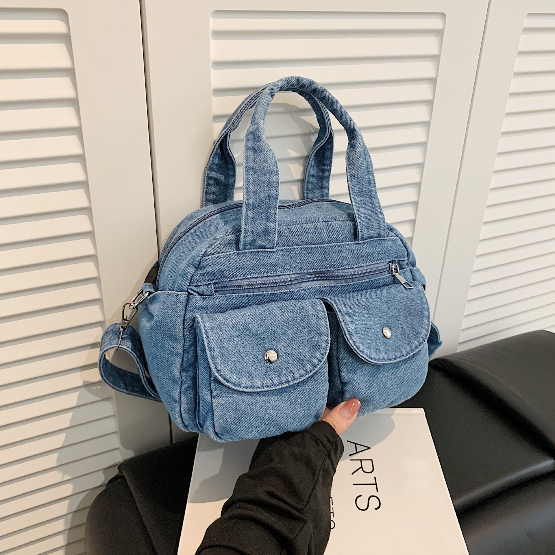 Trendy Large-Capacity Denim Messenger Bag for Women