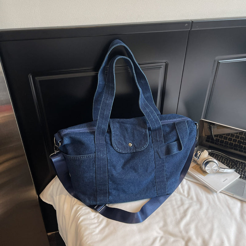 Trendy Large Capacity Denim Dragon Tote Bag for Women
