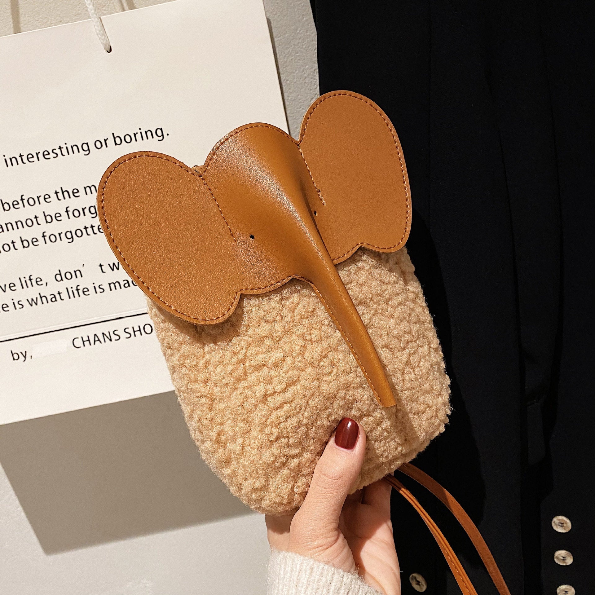 Lamb Wool Splicing Small Square Bag Fashion Messenger Bag