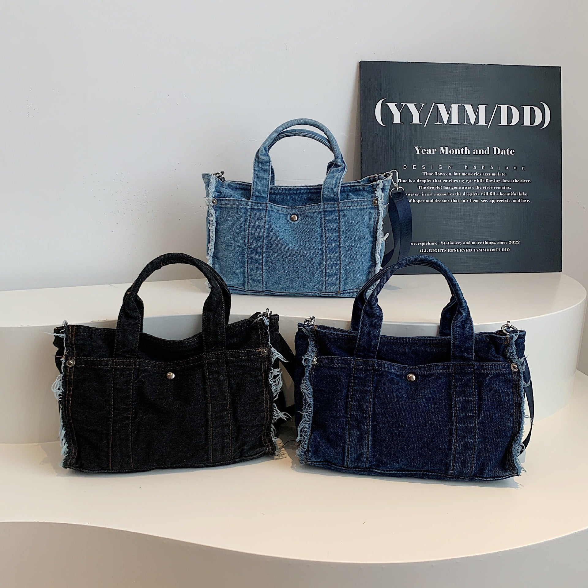 Denim Messenger Bag Large Capacity Casual Commuter Tote
