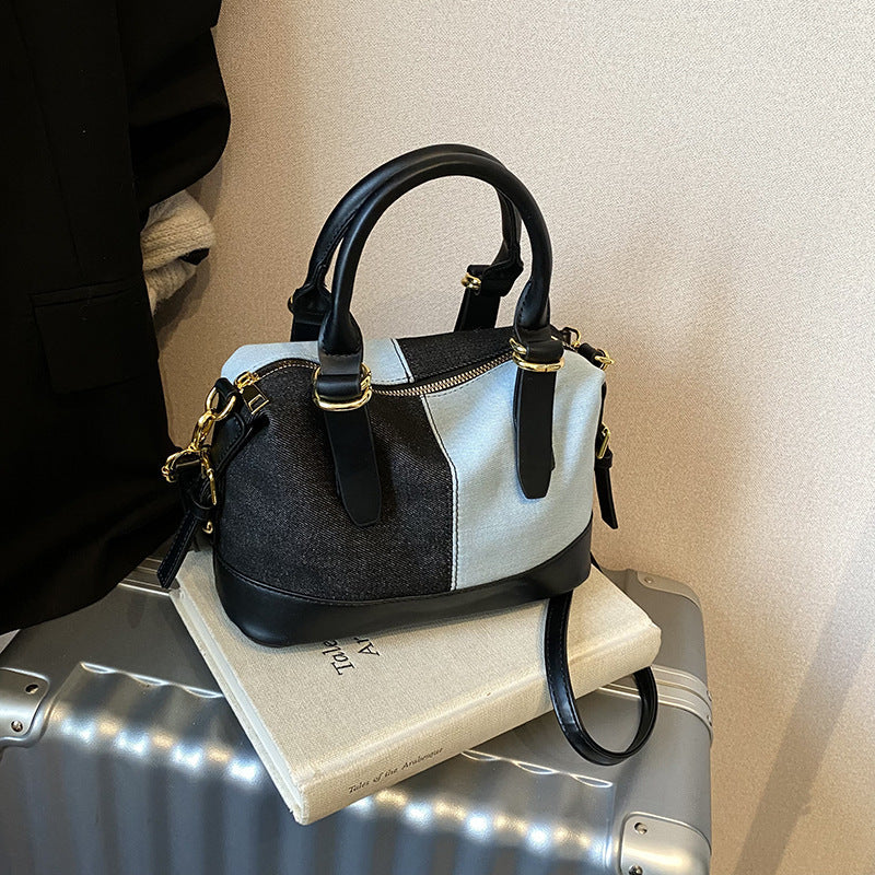 Contrasting Color Shell Bag Splicing Messenger Handbag