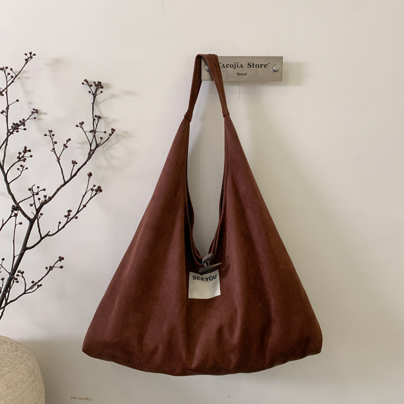 Lamb Wool Shoulder Bag Large Capacity Casual Commuter Dumpling Bag