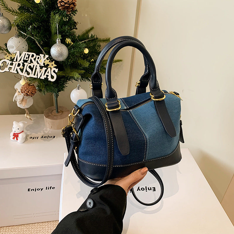 Contrasting Color Shell Bag Splicing Messenger Handbag