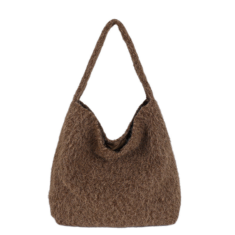 Internet Popular Plush Woolen Large-Capacity Tote Bag