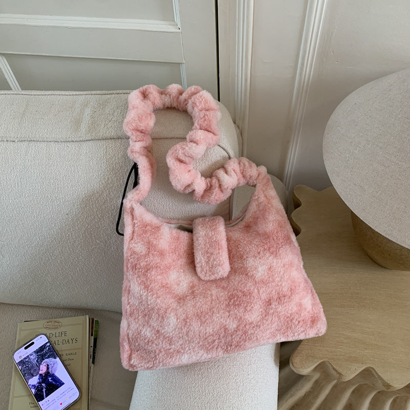 Niche Plush Fashion Women's Shoulder Bag Large Capacity Portable Messenger