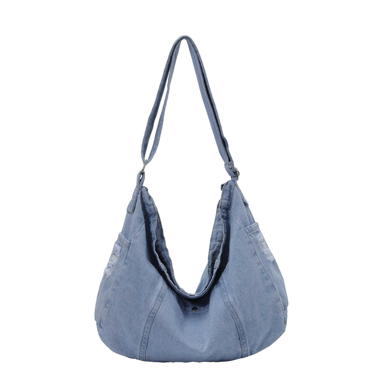 Harajuku Washed Denim Messenger Bag Literary Style Dumpling Bag
