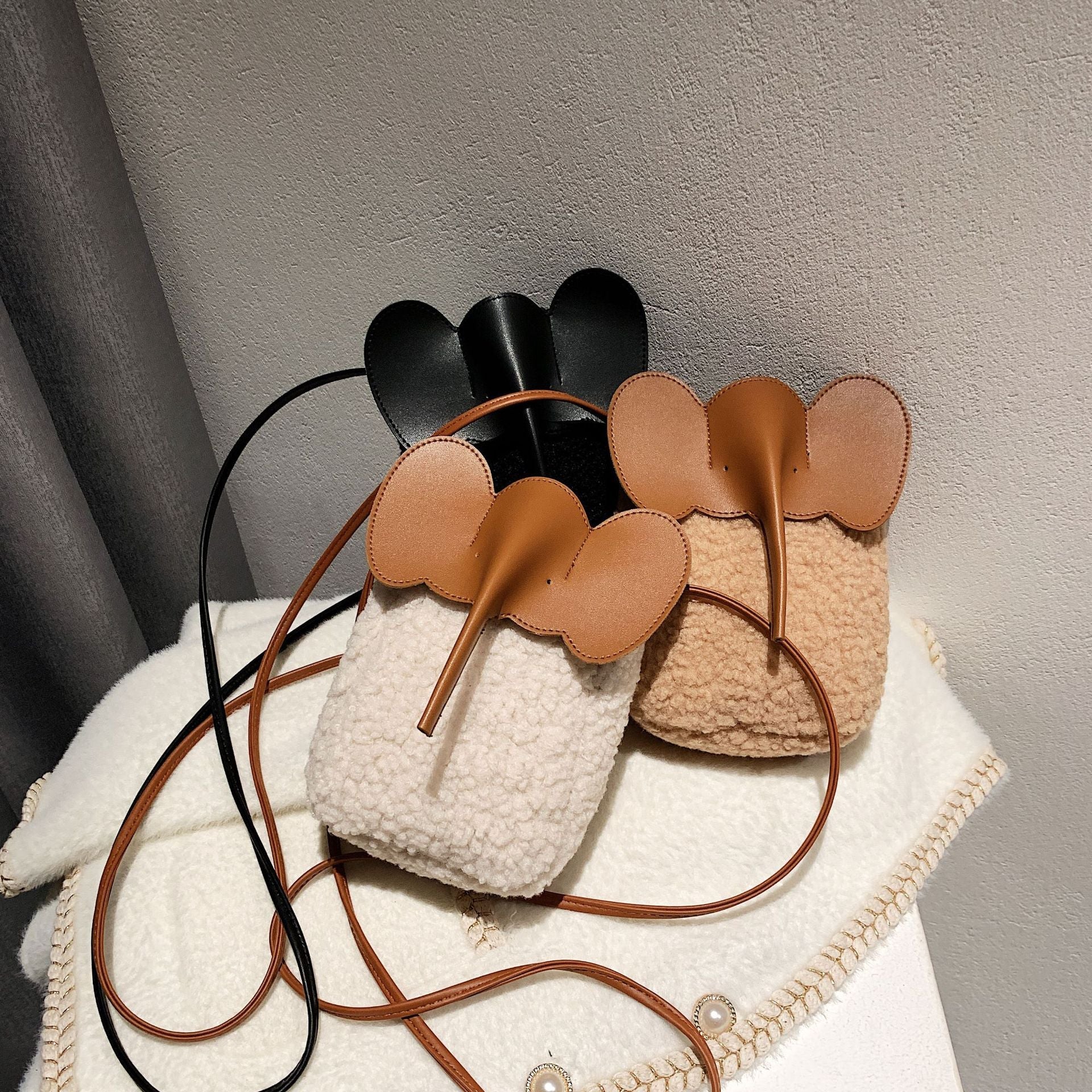 Lamb Wool Splicing Small Square Bag Fashion Messenger Bag