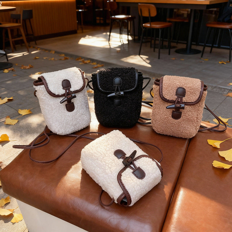 Mini Lamb Wool Square Bag Fashionable Messenger Shoulder Bag