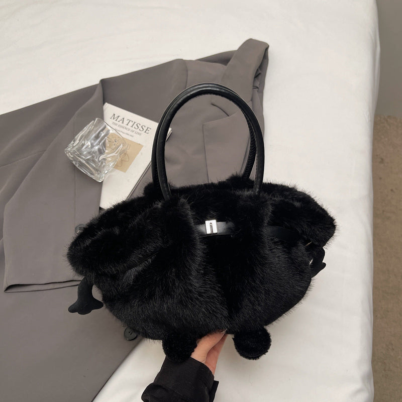 Demellier Pleated Plush Shoulder Bag - Cute Trendy Bucket Style