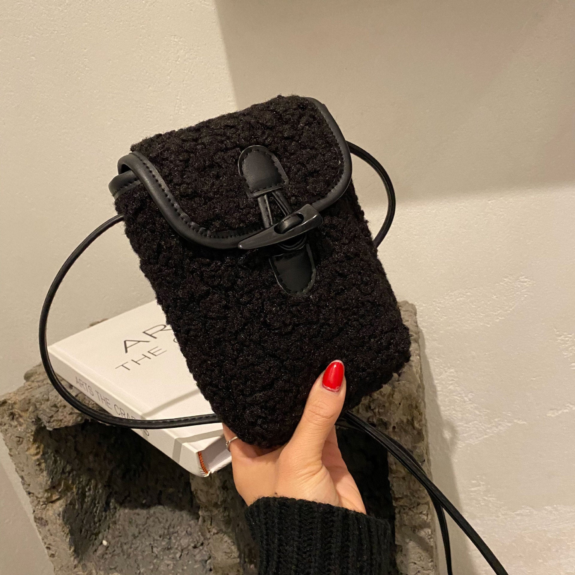Mini Lamb Wool Square Bag Fashionable Messenger Shoulder Bag