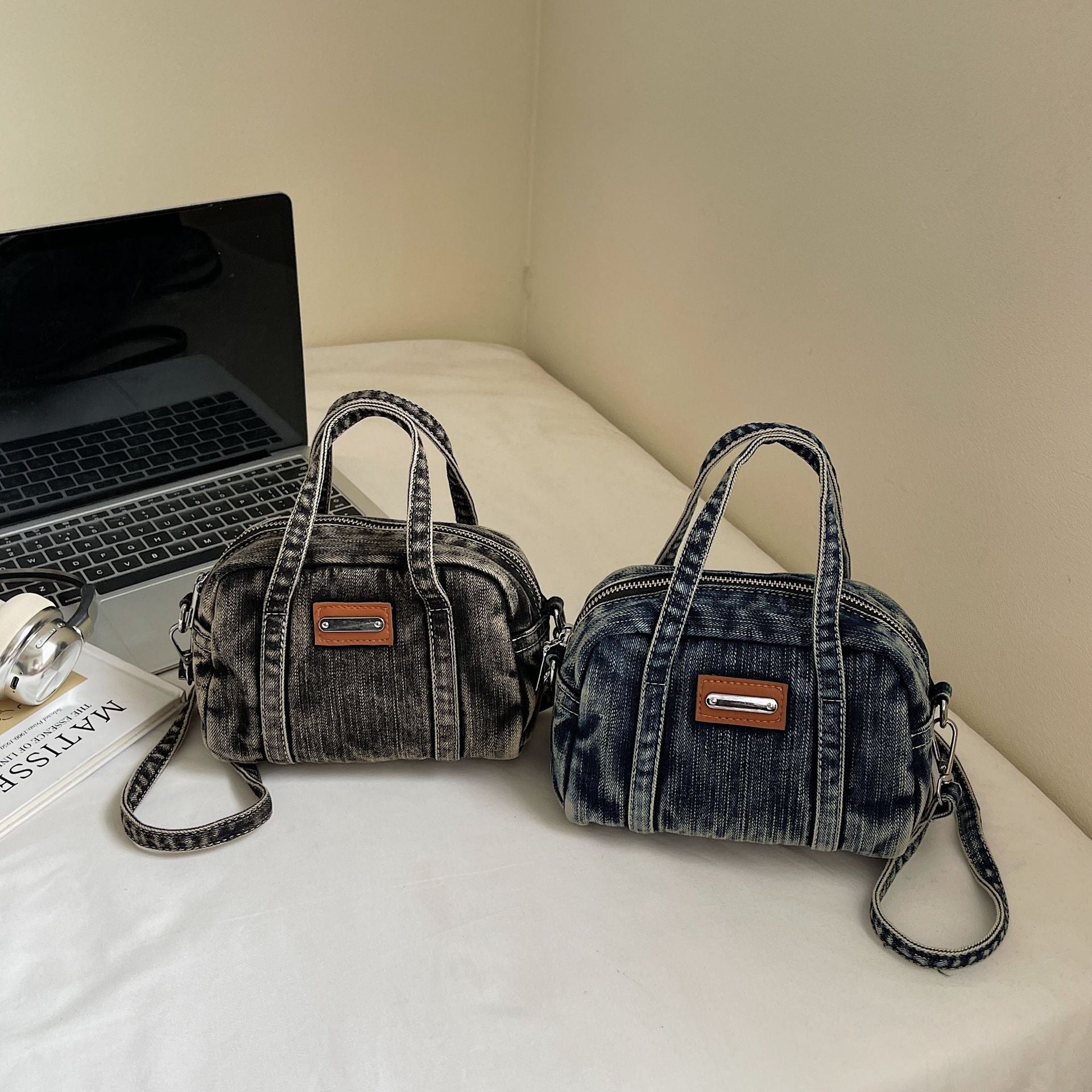 Denim Small Square Messenger Bag Female Portable Pillow Bag