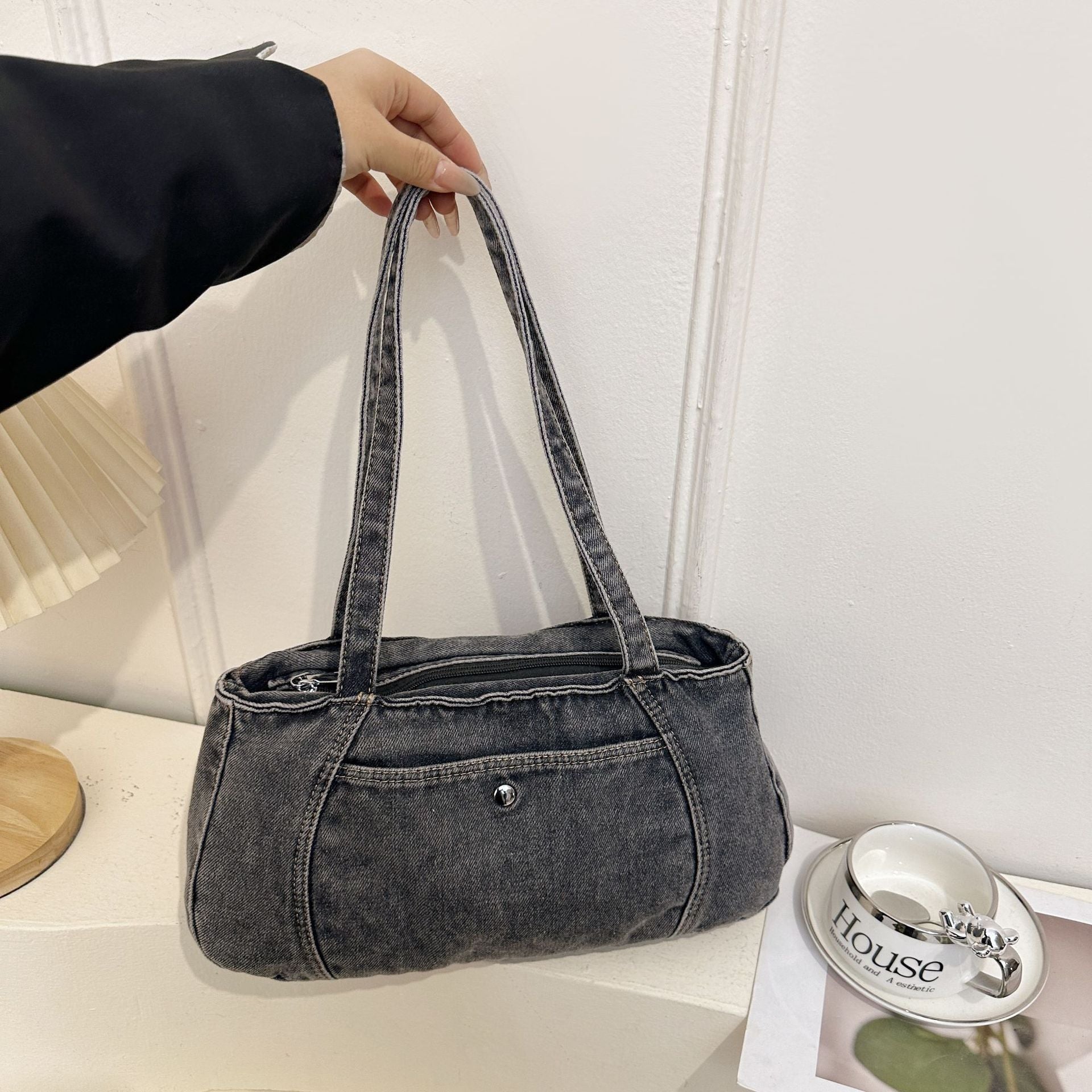 Denim Large-Capacity Armpit Bag, Old-Ed Shoulder Bag, Casual Commuter Light Travel Bag