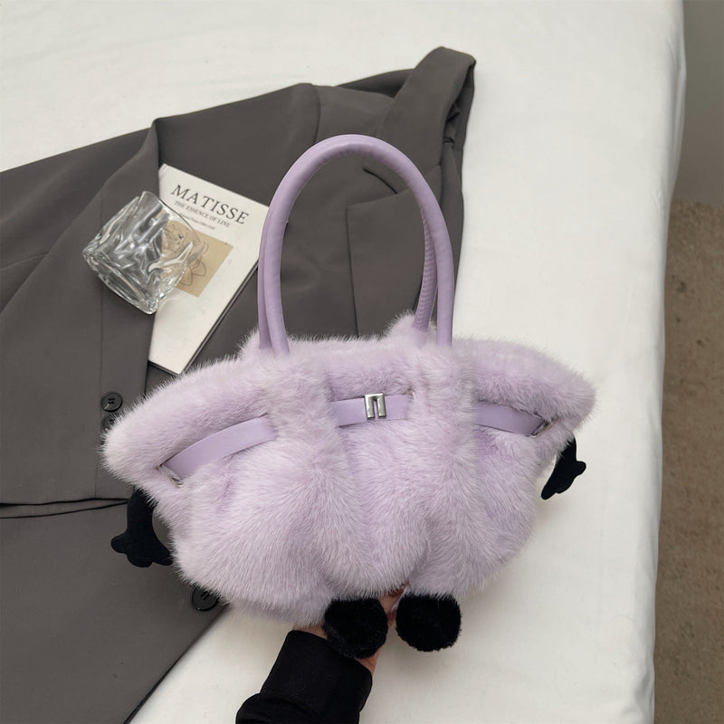 Demellier Pleated Plush Shoulder Bag - Cute Trendy Bucket Style