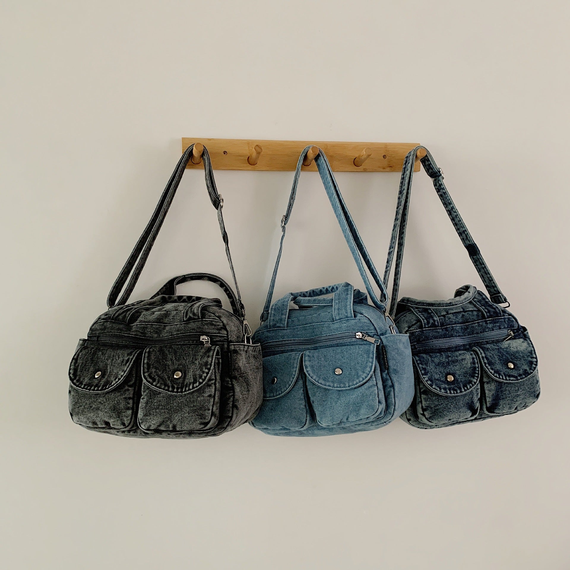 Trendy Large-Capacity Denim Messenger Bag for Women