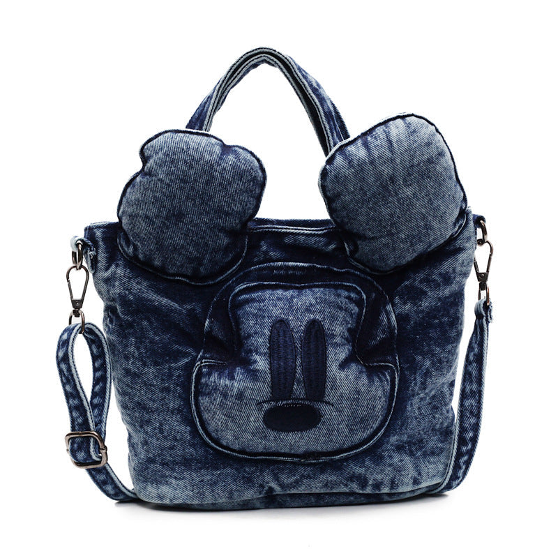Retro Mickey Mouse Denim Messenger Bag