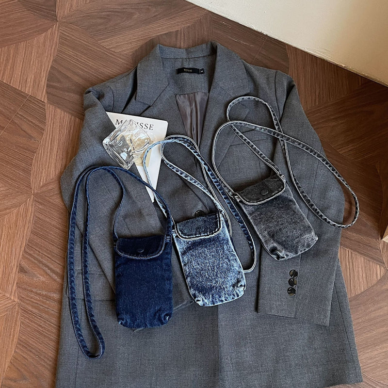 Trendy Retro Denim Messenger Bag - Versatile Lightweight Shoulder Bag