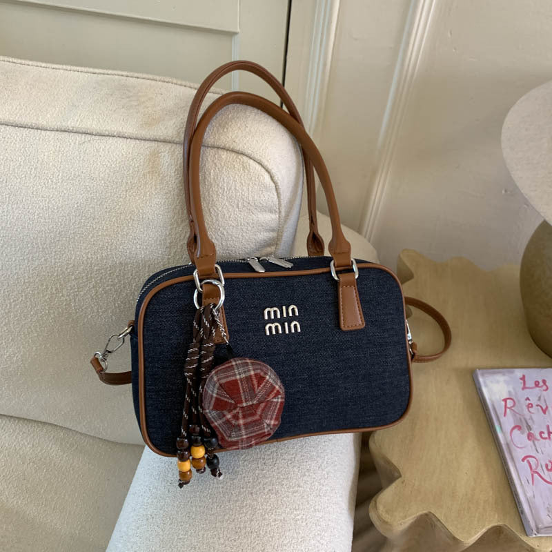 Miu Large-Capacity Square Denim Shoulder Bag