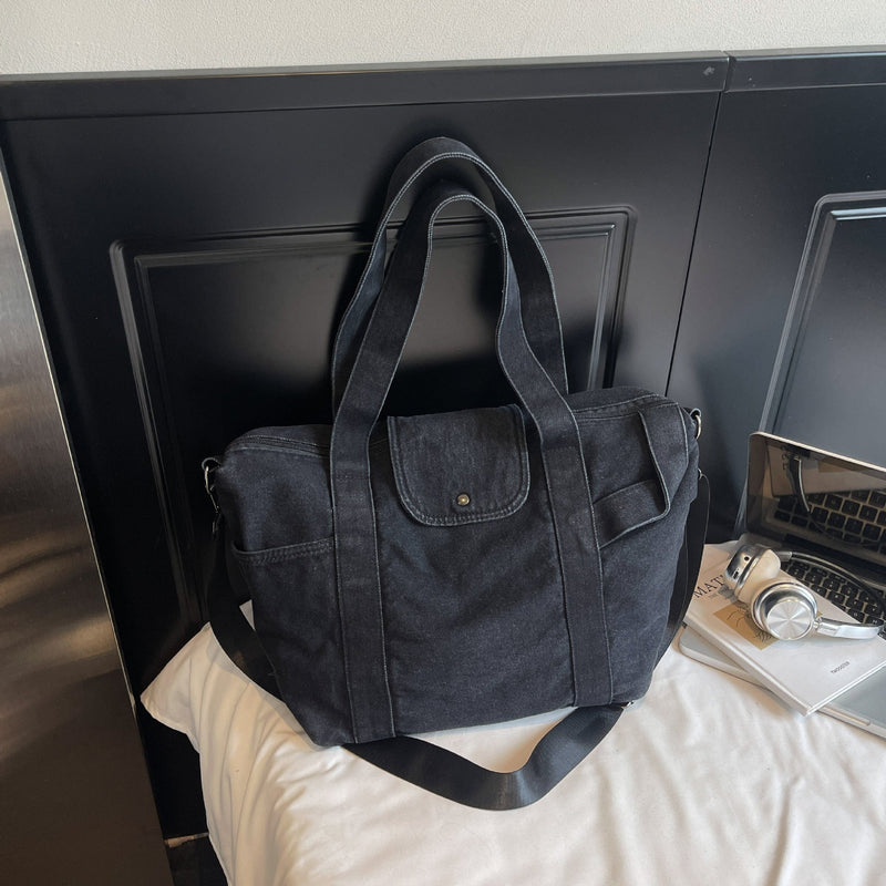 Trendy Large Capacity Denim Dragon Tote Bag for Women