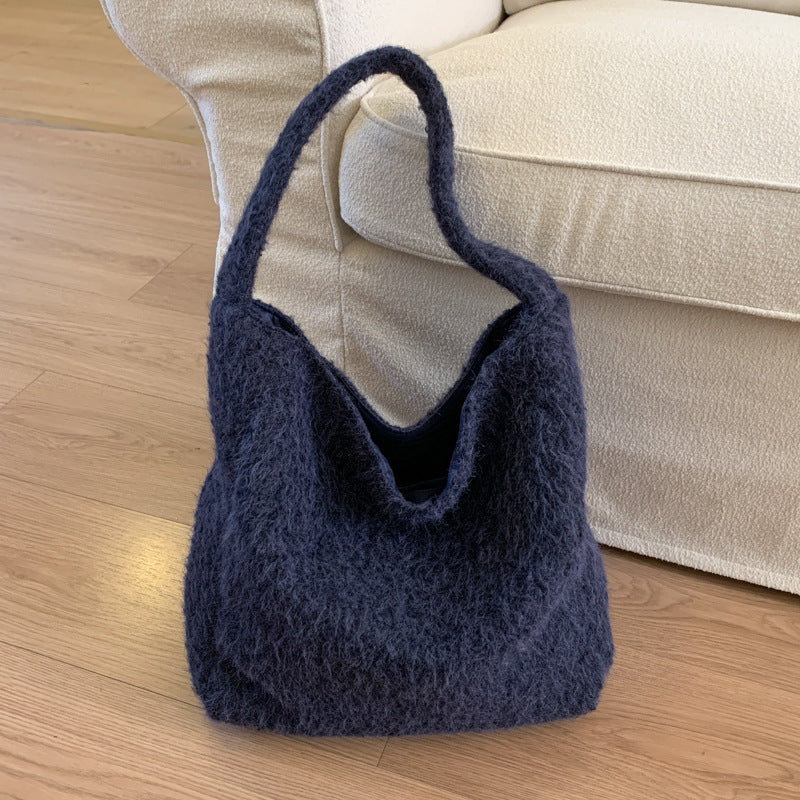 Internet Popular Plush Woolen Large-Capacity Tote Bag