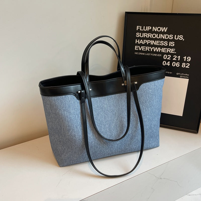 Denim Shoulder Bag Large Capacity Daily Tote