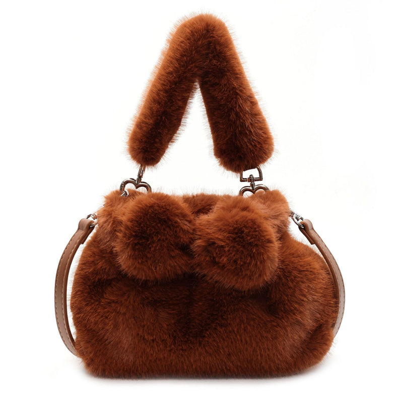 Retro Plush Bow Bag Fluffy Fashion Messenger Bag